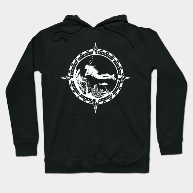 Diver Scuba Diving Compass Dive Hoodie by White Martian